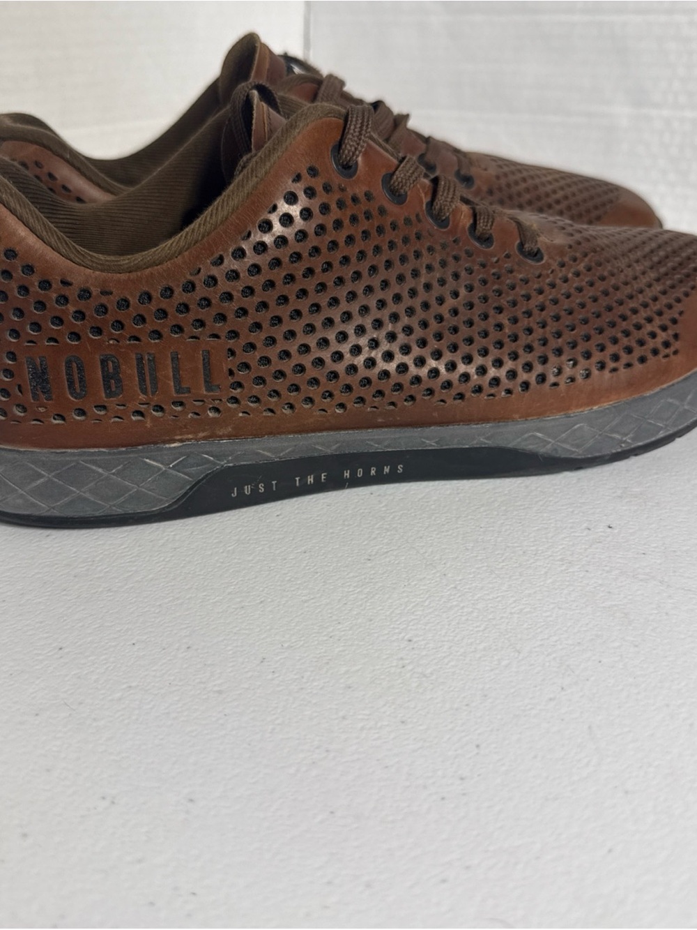 NOBULL Brown Perforated Leather Trainer
